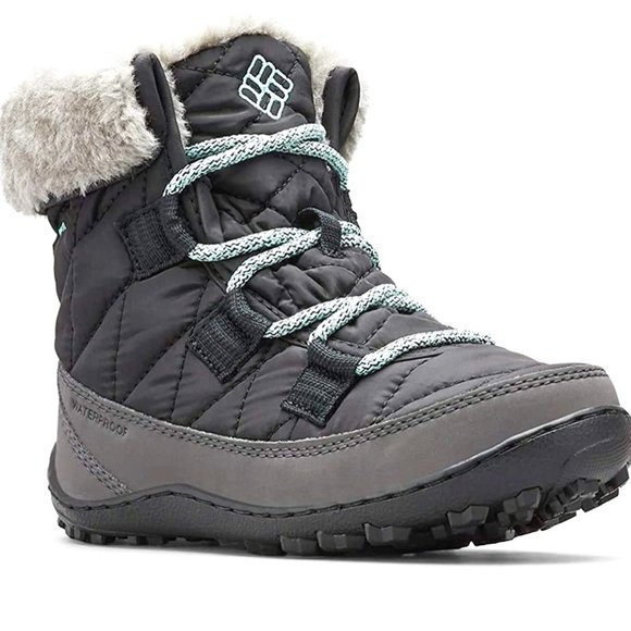 Columbia Youth size 4 Minx Shorty Omni heat waterproof-K snow boot in black/grey - Picture 1 of 15